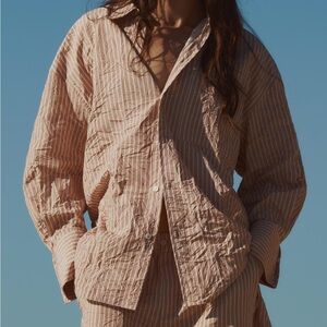 ZARA NWT WRINKLE OVERSIZED STRIPED SHIRT
